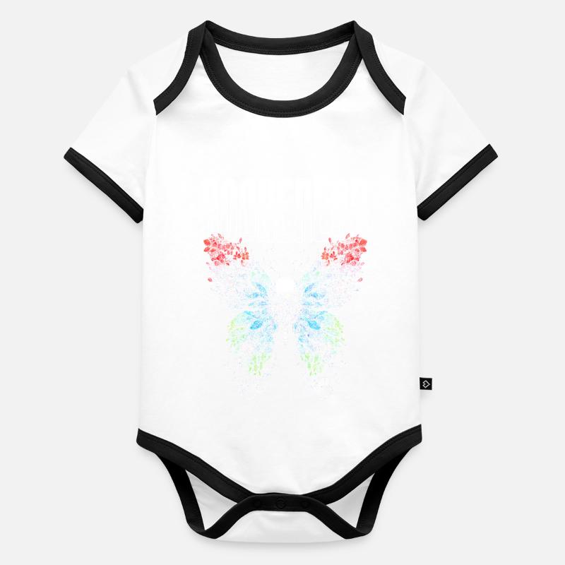 Crâne vibrant et papillon Ailes éthérées Body Bébé bio contrasté manches courtes