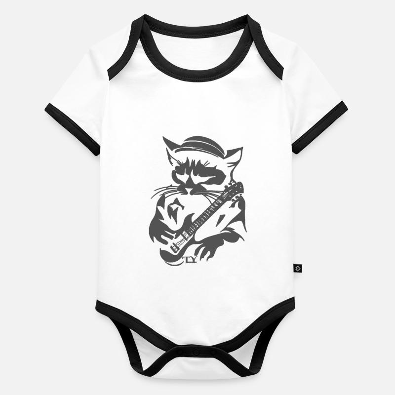 Cat Power Rock Grau Baby Bio-Kurzarm-Kontrastbody