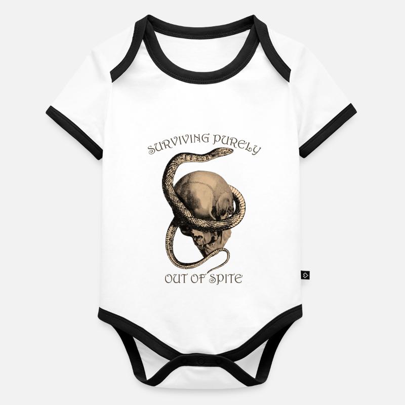 Design Gothique Crâne & Serpent Body Bébé bio contrasté manches courtes