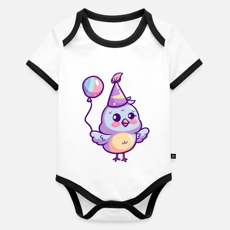 Colombe oiseau anniversaire bébé Body Bébé bio contrasté manches courtes