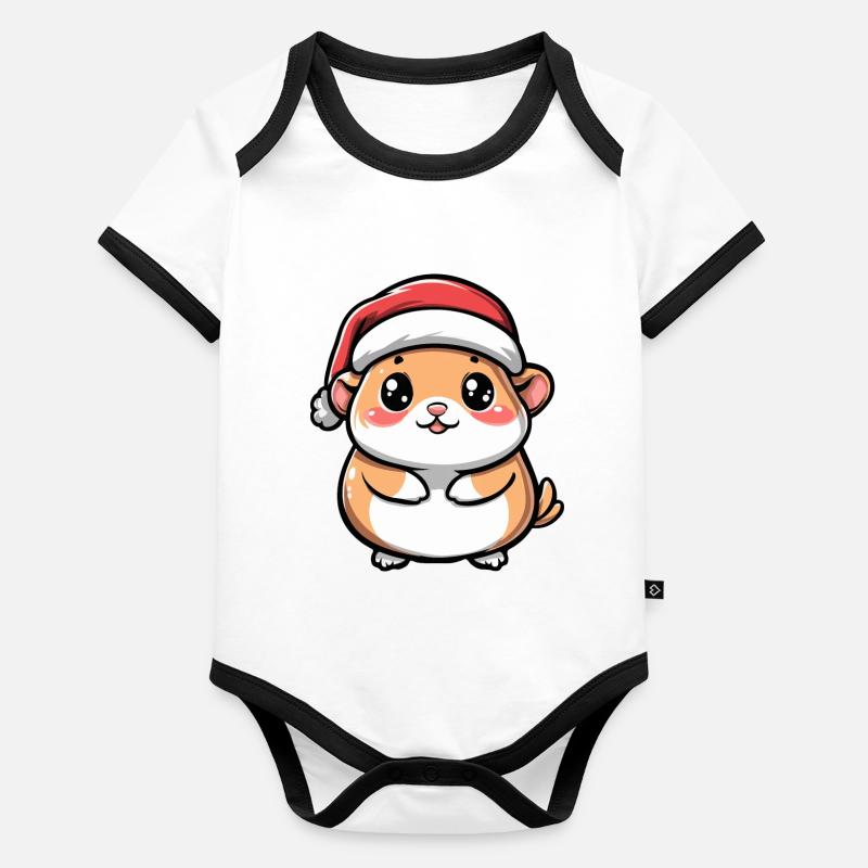 Hamster Weihnachten Niedlich Baby Bio-Kurzarm-Kontrastbody