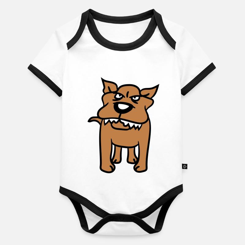 Chien, Monstre, Maléfique, Dangereux, Loup, Dents acérées Body Bébé bio contrasté manches courtes