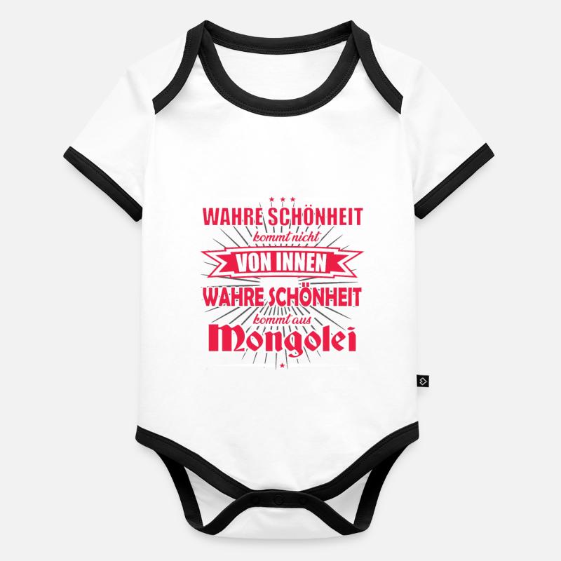 La vraie beauté vient du design mongol Body Bébé bio contrasté manches courtes