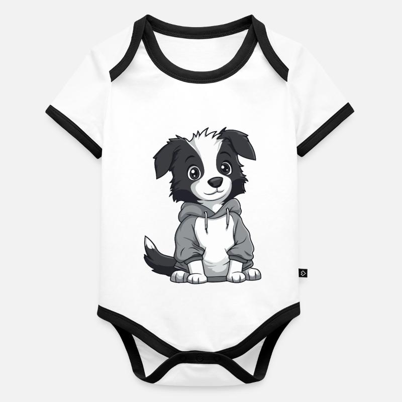 Border Collie Chien Drôle Body Bébé bio contrasté manches courtes