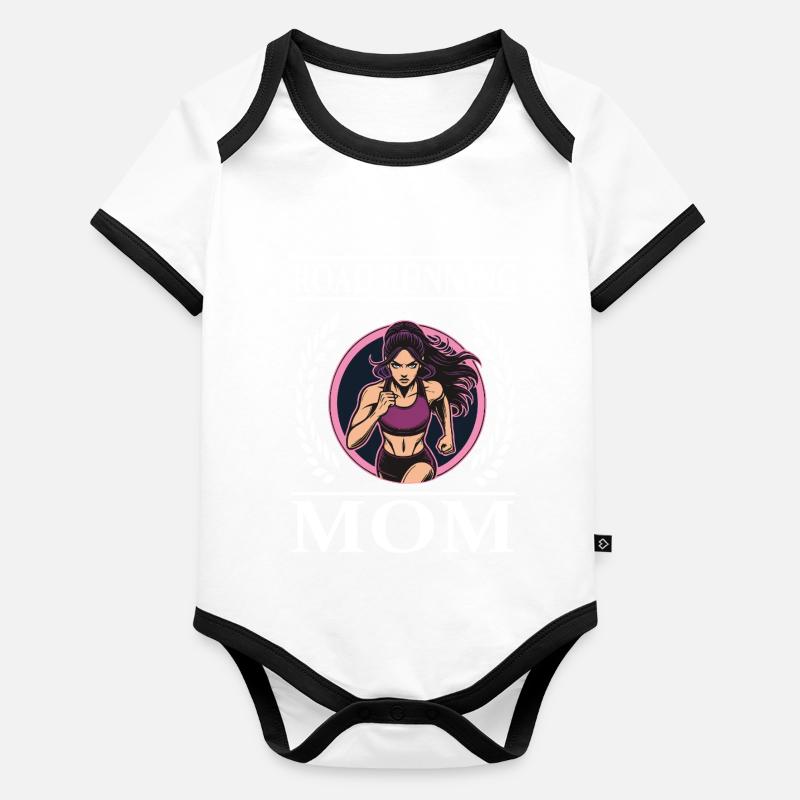 Road Running Mom - cool road runner design Organic Baby Contrasting Bodysuit