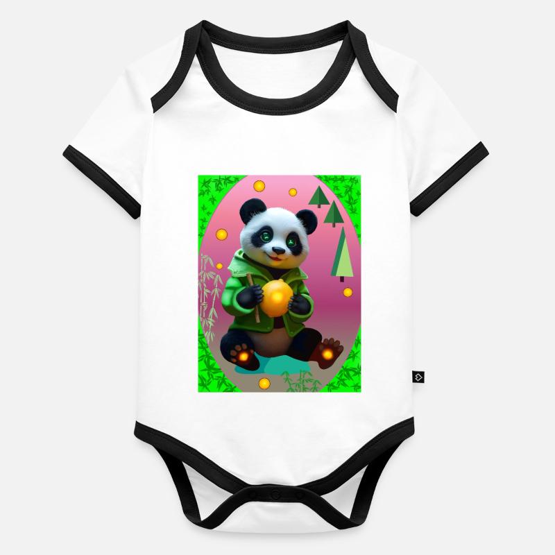 Futuristic Panda Organic Baby Contrasting Bodysuit