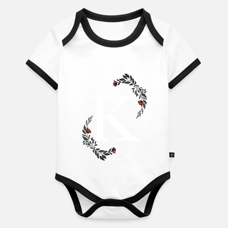 Lettre K Body Bébé bio contrasté manches courtes