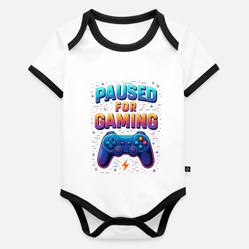 Gaming Vector Pixel Art – Paused for Gaming Organic Baby Contrasting Bodysuit