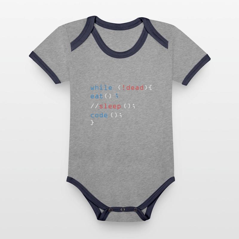 While Not Dead Eat Sleep Code programmer hacker Organic Baby Contrasting Bodysuit