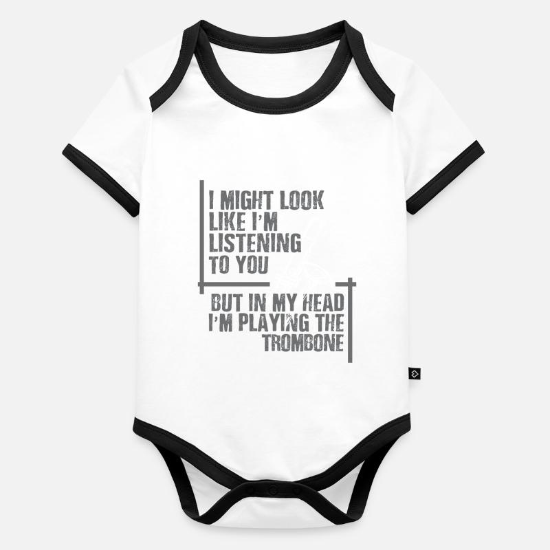 Trombone playing in my Head Baby Bio-Kurzarm-Kontrastbody