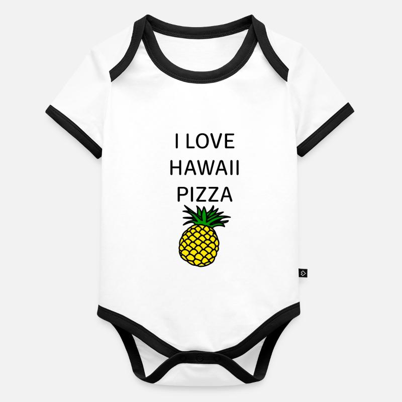 Pizza hawaïenne Body Bébé bio contrasté manches courtes