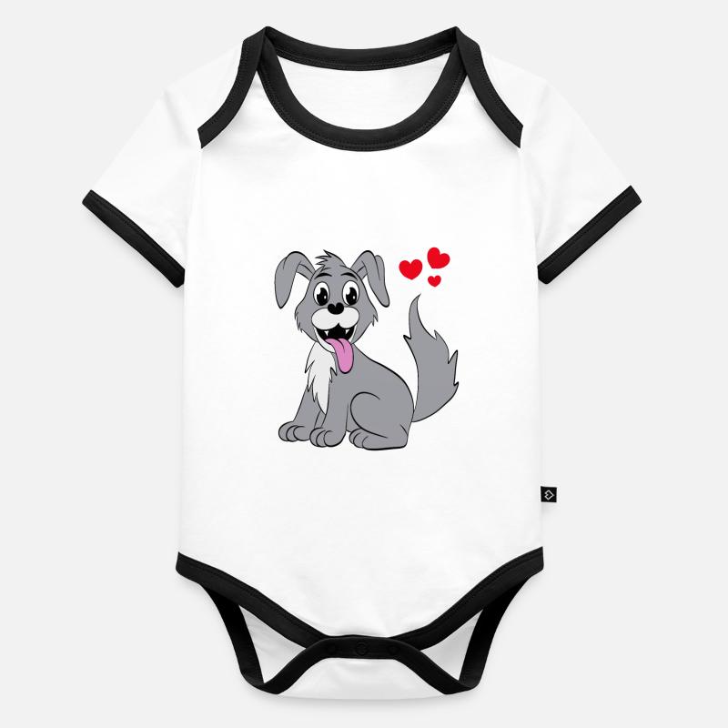Cute dog Organic Baby Contrasting Bodysuit