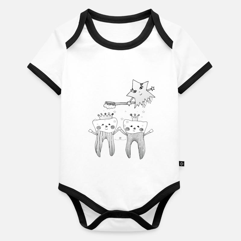 Dents saines Body Bébé bio contrasté manches courtes