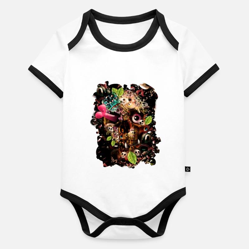 Skully Day Body Bébé bio contrasté manches courtes