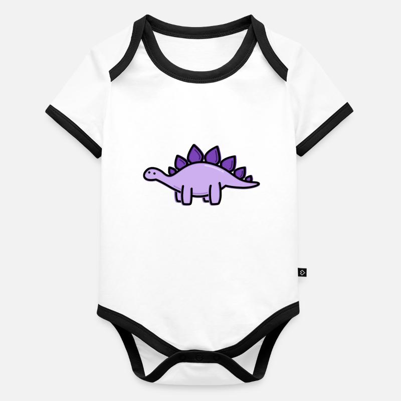 Stegosaurus mignon Body Bébé bio contrasté manches courtes