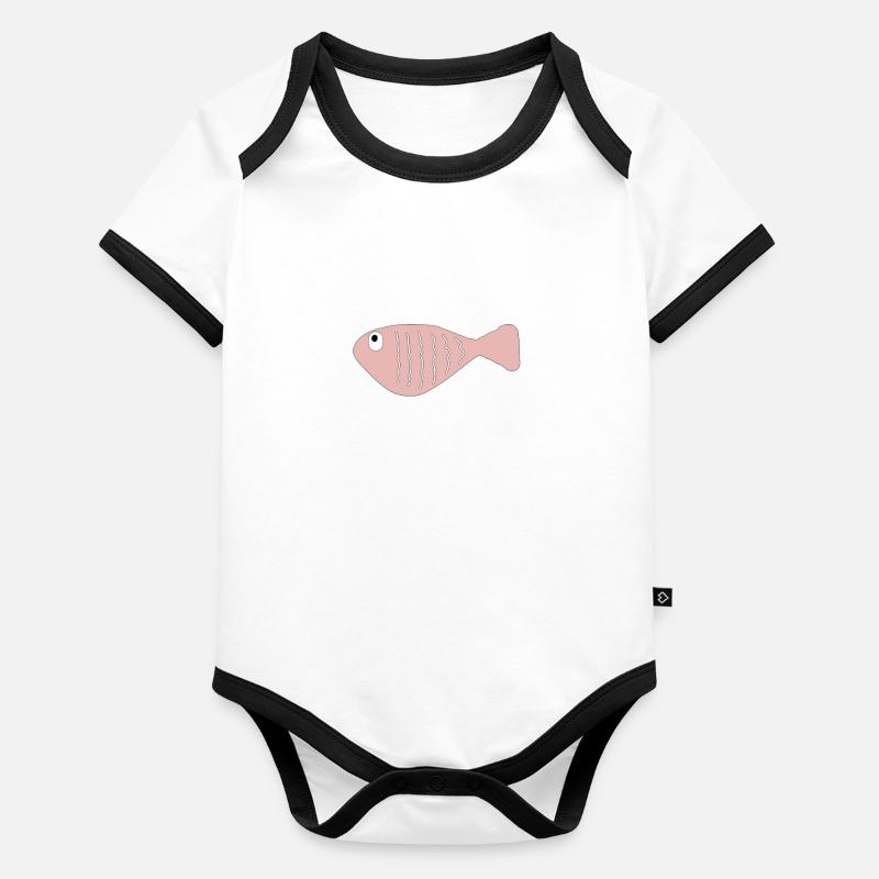Rose poisson Body Bébé bio contrasté manches courtes