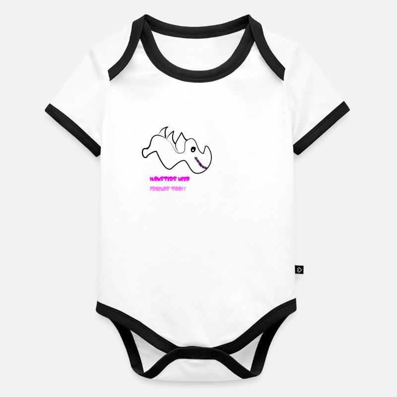 Monster brauchen auch Freunde! Baby Bio-Kurzarm-Kontrastbody