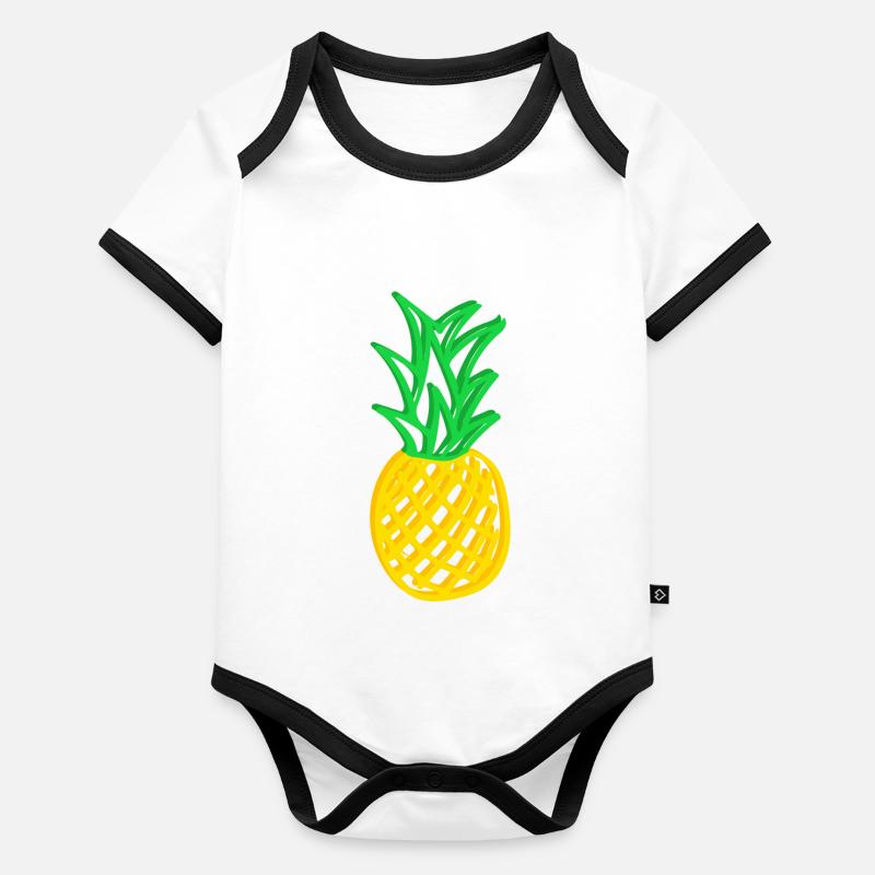 ananas Body Bébé bio contrasté manches courtes