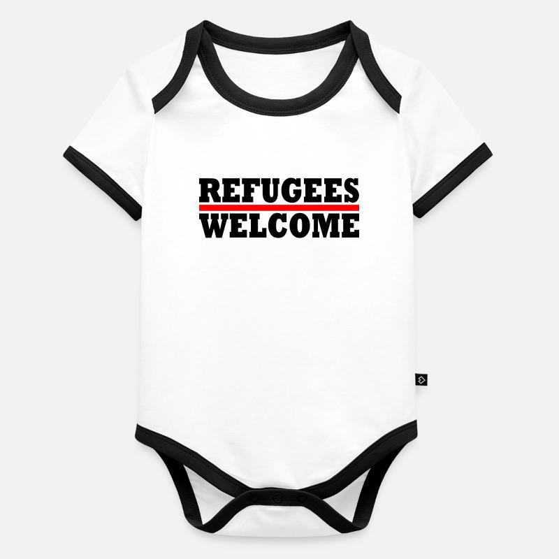 refugees welcome Organic Baby Contrasting Bodysuit