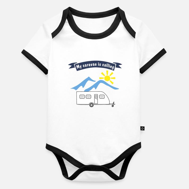 caravane appelle Body Bébé bio contrasté manches courtes