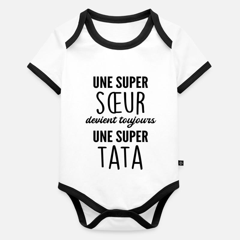 super sœur devient super tata Body Bébé bio contrasté manches courtes