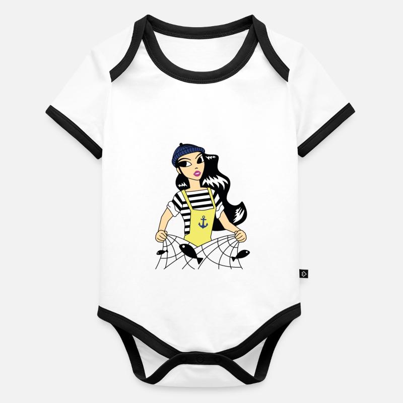 Matrose die Mutter Baby Bio-Kurzarm-Kontrastbody