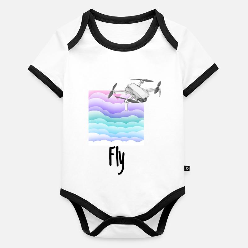 Fly Drohne Drone Pilot Wolke wolken Baby Bio-Kurzarm-Kontrastbody