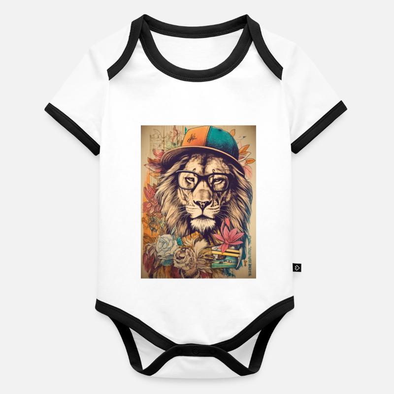 Tierischer Stil Baby Bio-Kurzarm-Kontrastbody