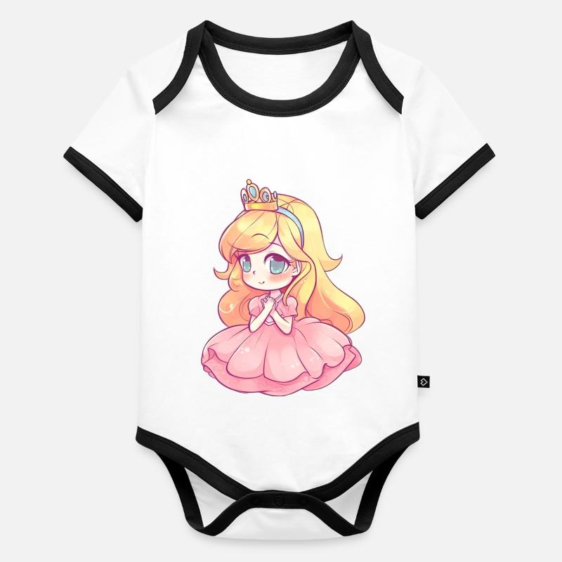 Sentez-vous comme des rois dans cet élégant design de princesse Body Bébé bio contrasté manches courtes