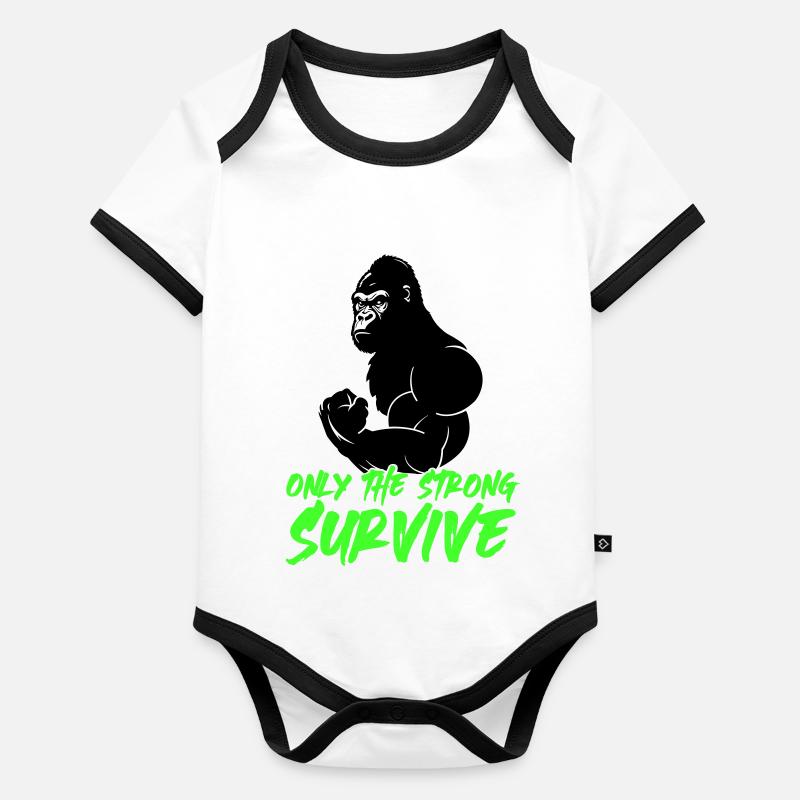 Gorille fort Body Bébé bio contrasté manches courtes