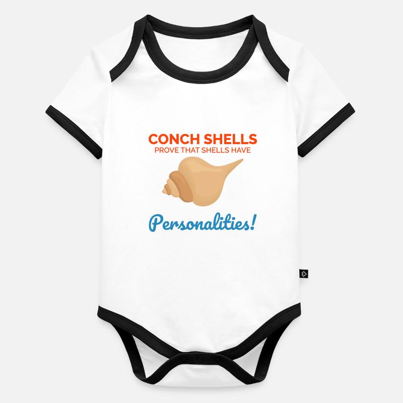 Conch Seashells Collector Beachcomber Sea Shell Organic Baby Contrasting Bodysuit