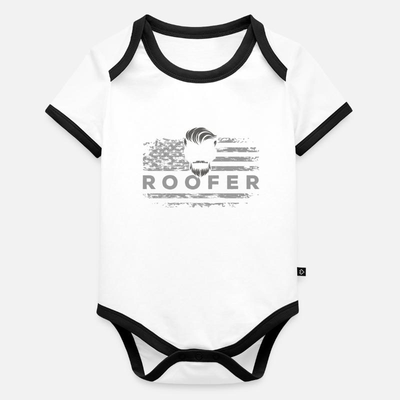 Apprenti couvreur maison construction chantier Body Bébé bio contrasté manches courtes