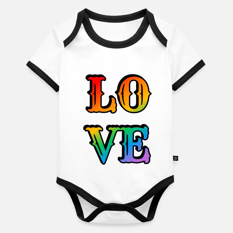 Amour arc-en-ciel rétro Body Bébé bio contrasté manches courtes