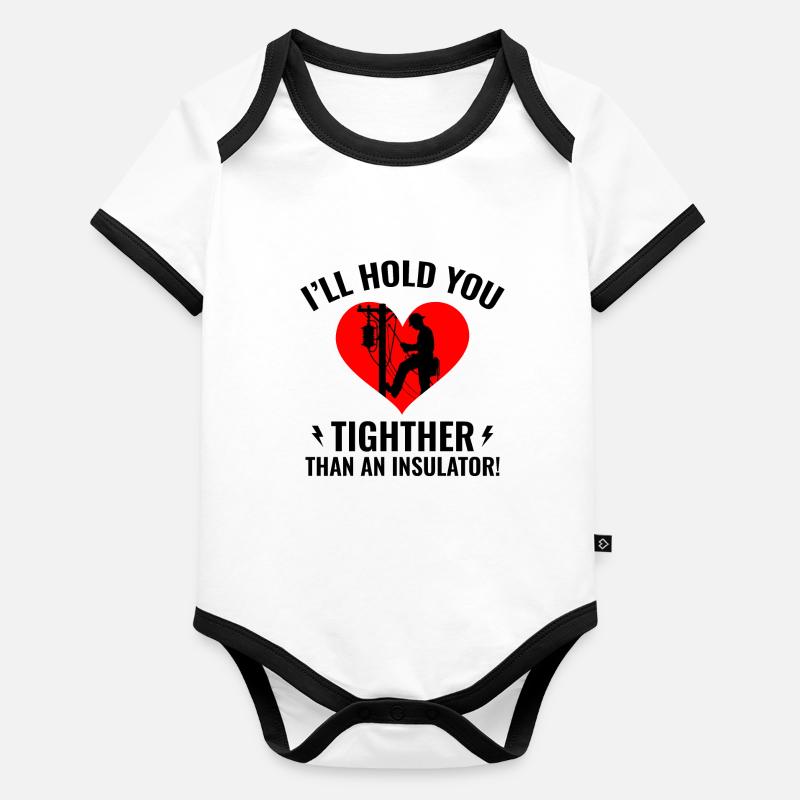 Lineman Valentine Isolant Amour Humour Design Body Bébé bio contrasté manches courtes