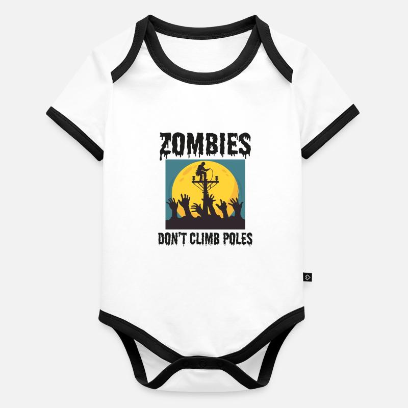 Lineman Halloween Zombie Escalade Power Pole Body Bébé bio contrasté manches courtes