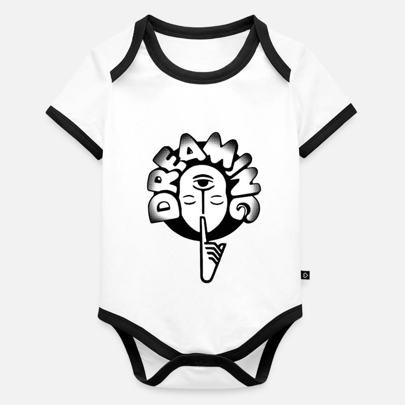 psst! dreaming Träumer retro Schlaf träumen comic Baby Bio-Kurzarm-Kontrastbody