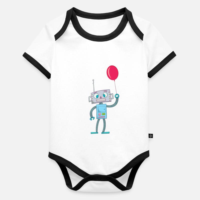 Cute Robot Kids Tees Organic Baby Contrasting Bodysuit