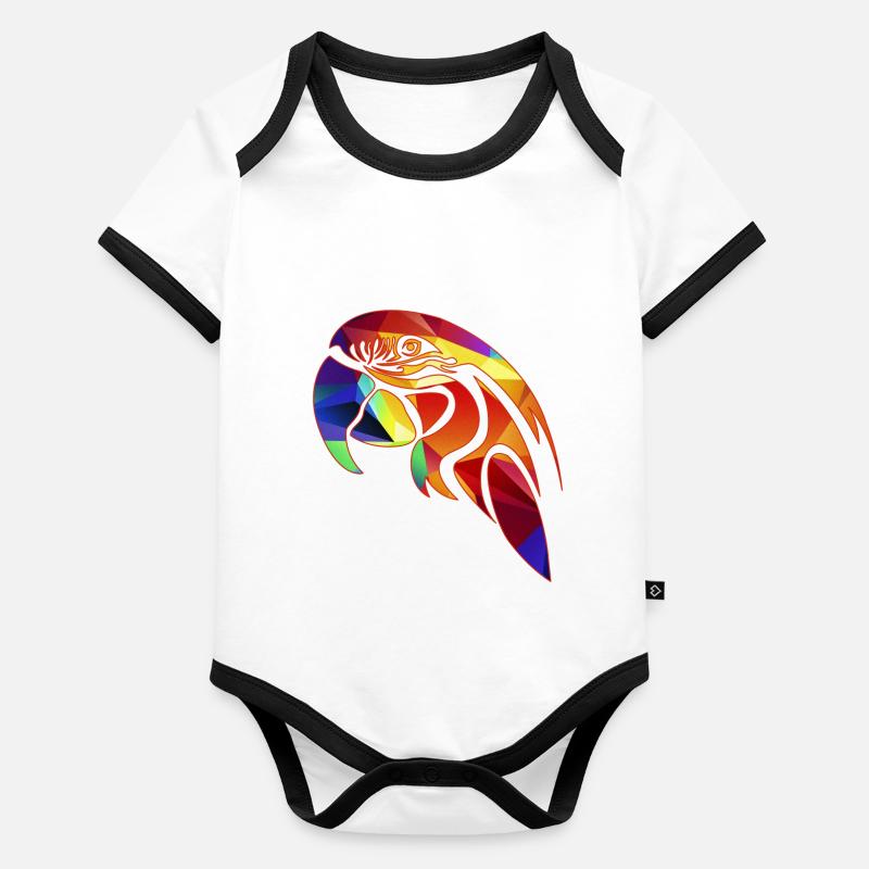 Papagei Geometric Baby Bio-Kurzarm-Kontrastbody