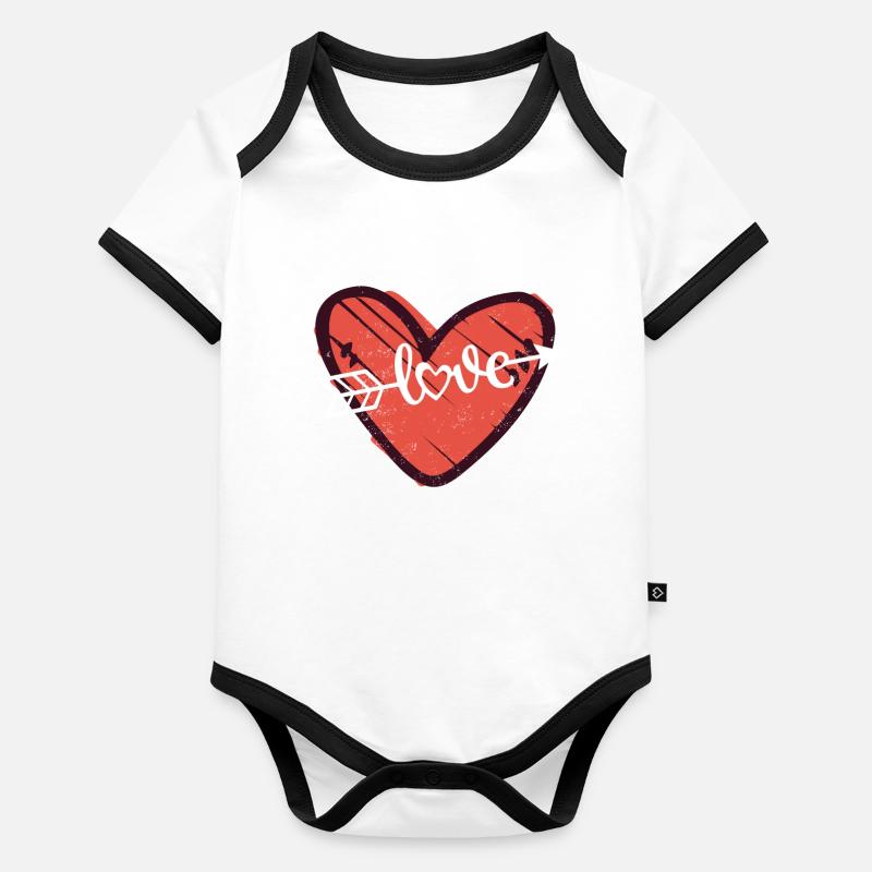 Magasin Coeur Icône de conception flèches Cupidon Body Bébé bio contrasté manches courtes