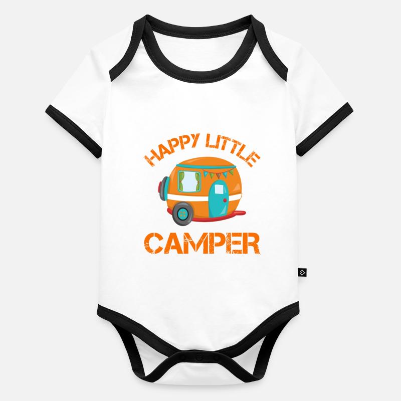 Happy little Camper Camping Lover Baby Bio-Kurzarm-Kontrastbody