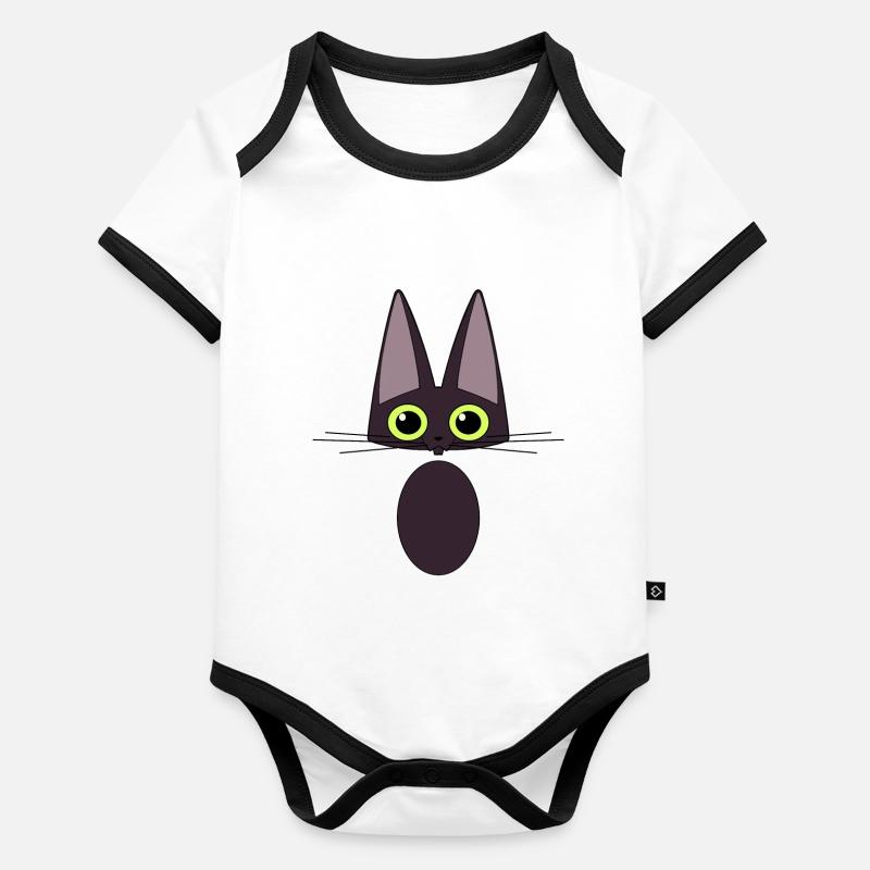Schwarze Katze Baby Bio-Kurzarm-Kontrastbody