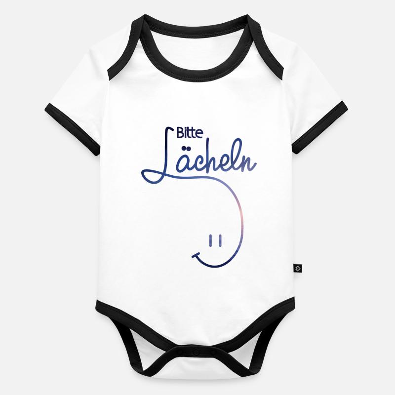 lachen laecheln Geschenk Geschenkidee bitte Smiley Baby Bio-Kurzarm-Kontrastbody