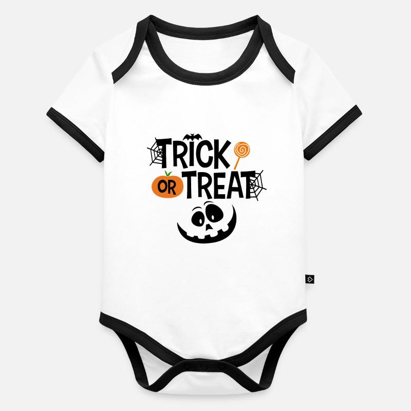 Trick or treat Halloween visage citrouille Body Bébé bio contrasté manches courtes