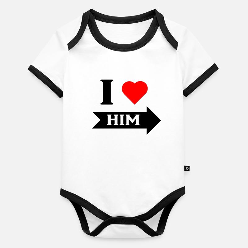 I love Him arrow right black Organic Baby Contrasting Bodysuit