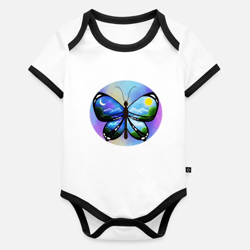 Blue Butterfly nature amazon Organic Baby Contrasting Bodysuit