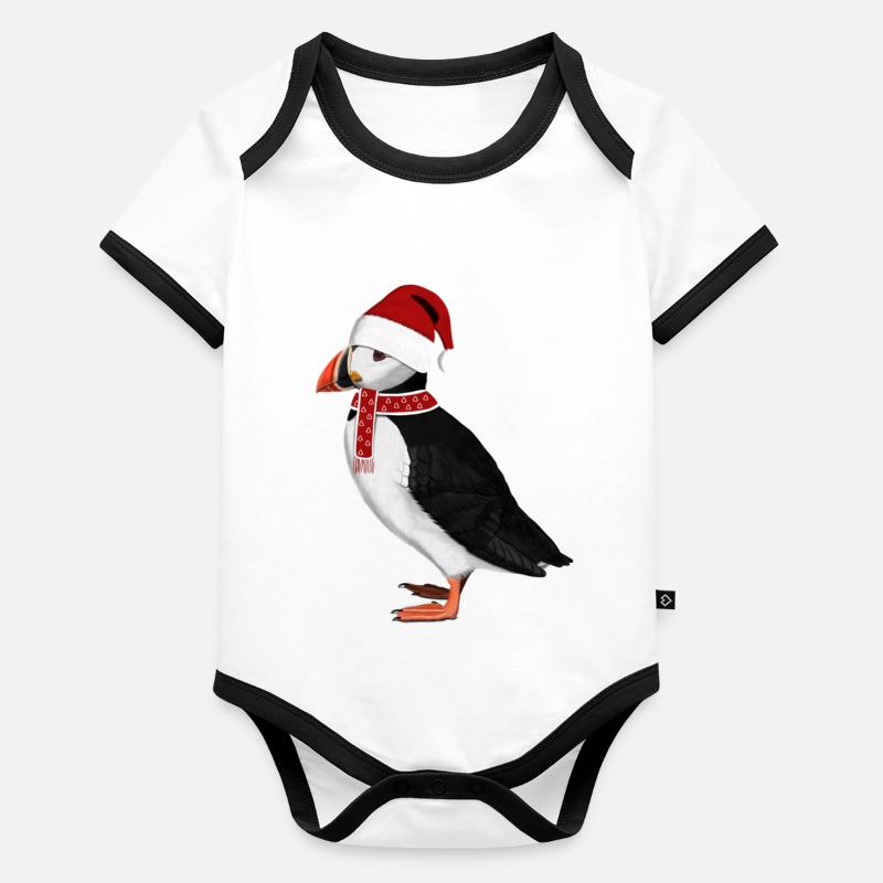 Bonnet Écharpe Père Noël Oiseau Macareux Body Bébé bio contrasté manches courtes