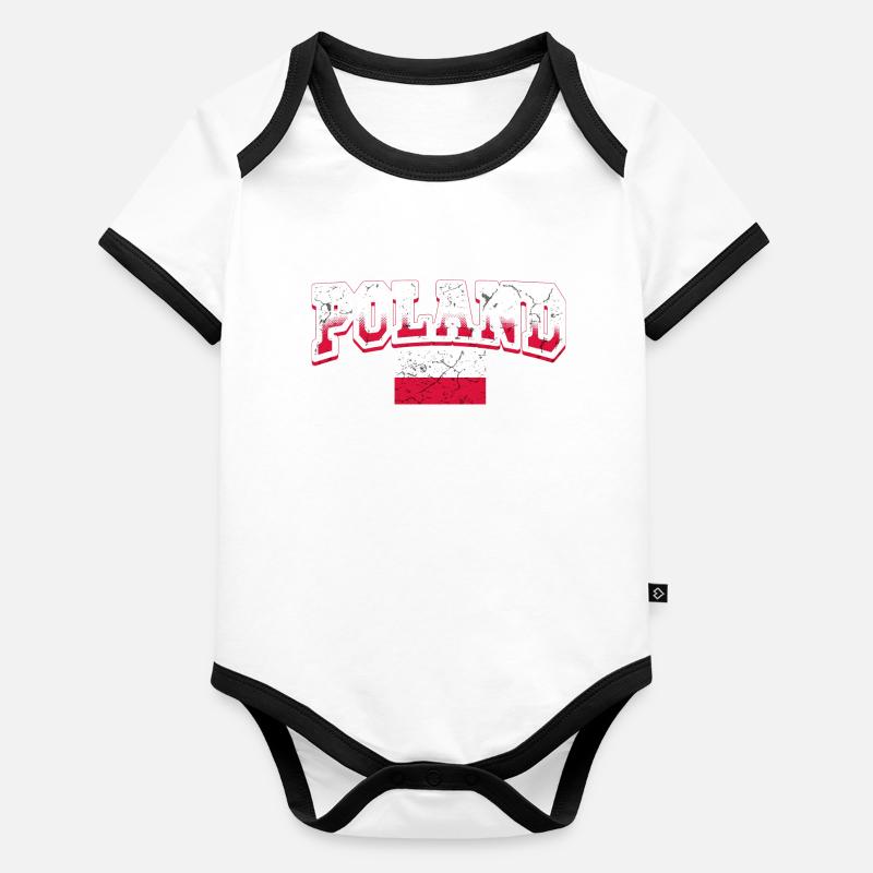 Polen Flagge Baby Bio-Kurzarm-Kontrastbody