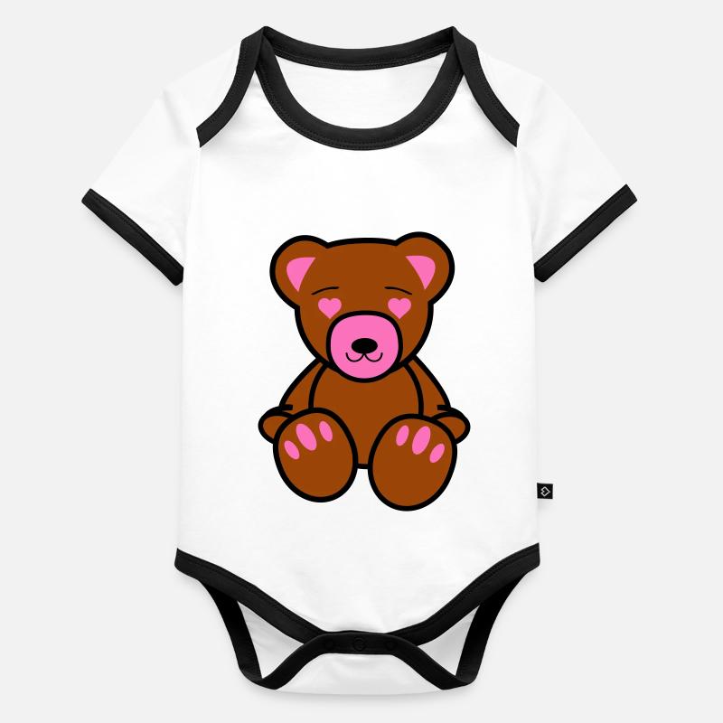 Ours en peluche amour Body Bébé bio contrasté manches courtes