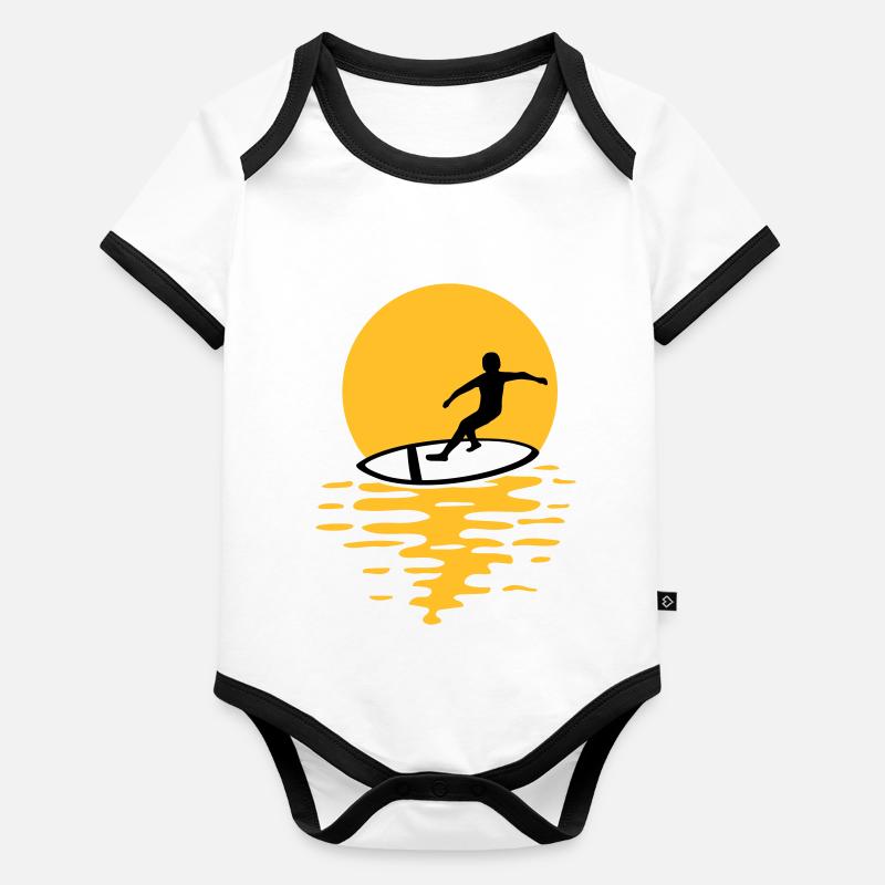 Surfeurs du soleil du soir Body Bébé bio contrasté manches courtes