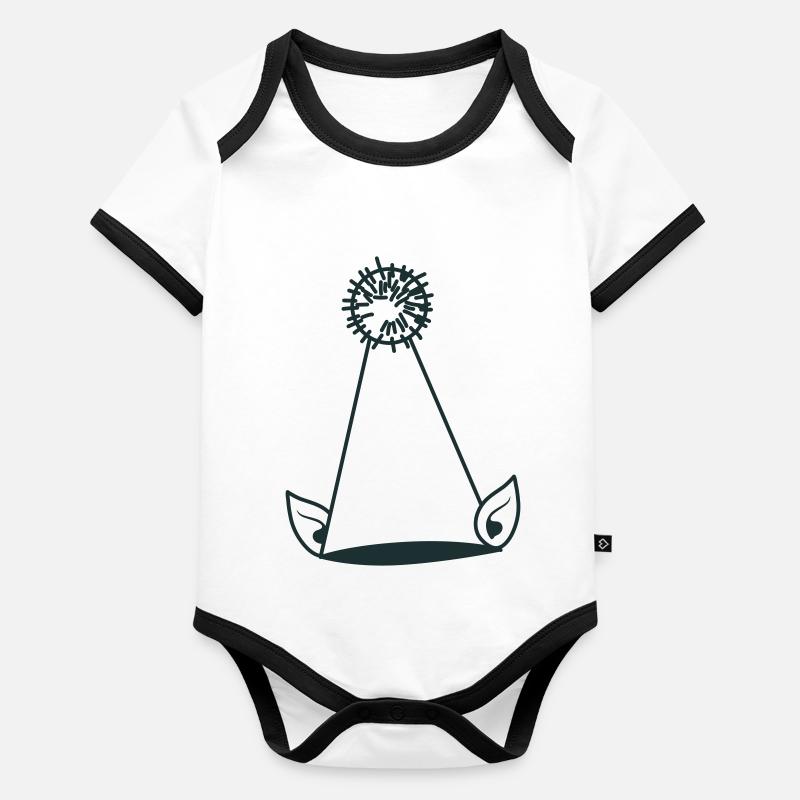 Elfenhut mit Ohren und Pom Pom Baby Bio-Kurzarm-Kontrastbody